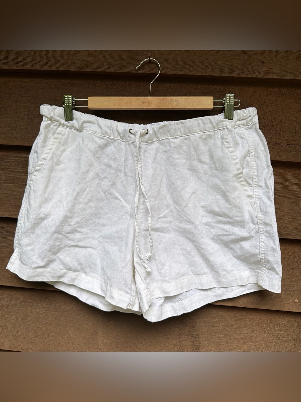 J. Crew White 5" Linen-Cotton Drawstring Short M